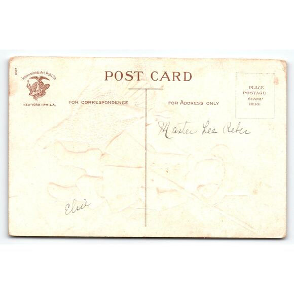 Vintage Thanksgiving Pilgrim Child Turkey Litho Postcard Ellen H. Clapsaddle - Picture 2 of 2